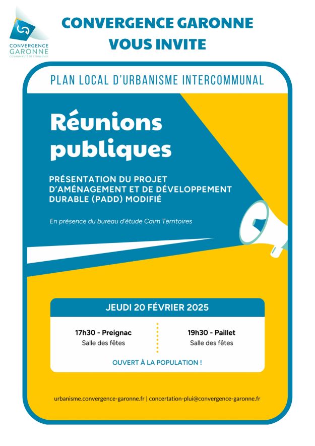 REUNIONS PUBLIQUES PADD modifié du PLUI